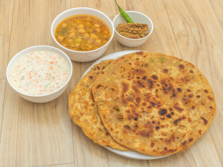 2 Onion Paratha Curd Pickle Chole