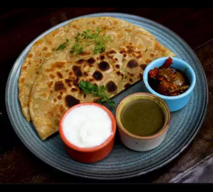 Mixed Paratha Dahi Achar Chutney