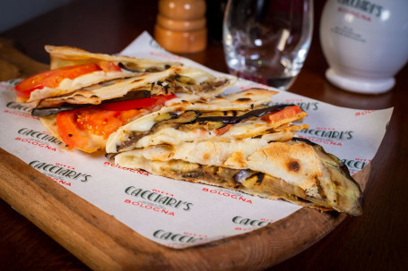 Piadina Grilled Aubergines, Tomatoes And Mozzarella