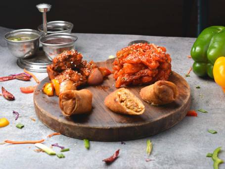 Chinese Platter Veg [Chilly Paneer +Honey Chilly Potato+Spring Roll]