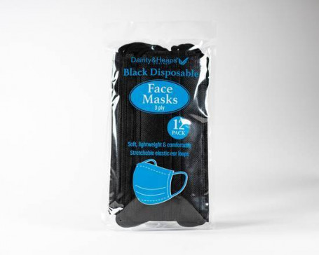 Dainty Heaps Disposable Black Face Masks Pack