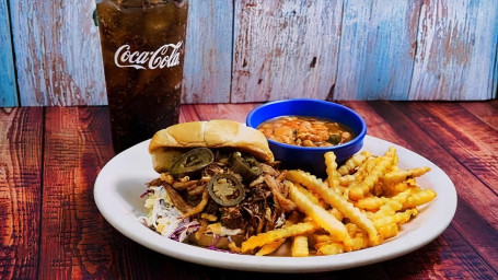 Bbq Pork Carnitas Sandwich W/Coca Cola