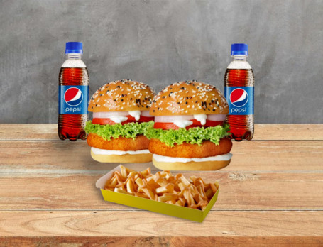 2 Crispy Chicken Burger 1 Cheese Fries 2 Pepsi [250Ml]