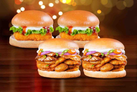 2 Spicy Aloo Crunch Burger 2 Paneer Delight Burger