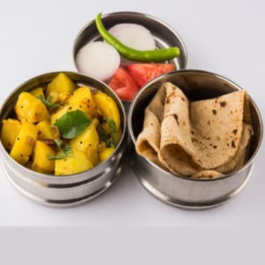 Aloo Matar Dry Monday Tiffin 2 Plain Paratha