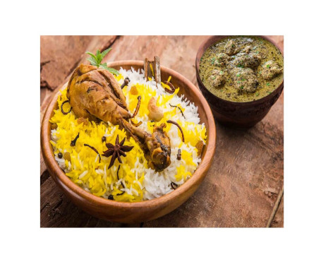 Hyderabadi Chicken Biryani With Leg Piece Raita Free Chicken Kali Mirch