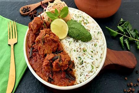 Chicken Ghee Roast With Steamed Rice (Mini)