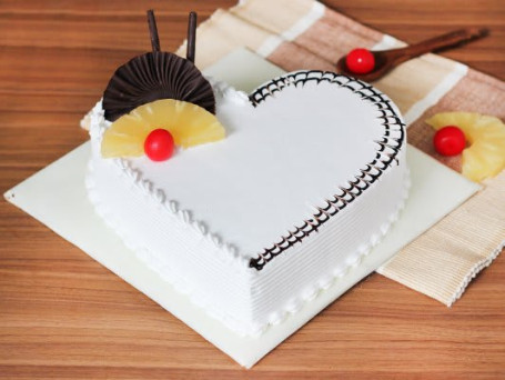 Eggless Heart Pineapple Cake