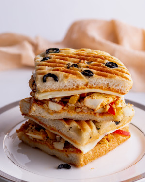 Grilled Pepper Cheese Sandwich In Focaccia Bread