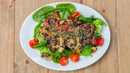 Black Rice Salad, Artichokes, Marinated Roasted Peppers, Hummus Pumpkin Seeds