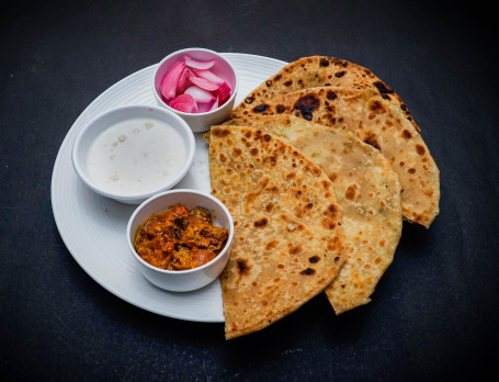 2 Mix Paratha Dal Choley Raita