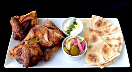Whole Chicken, Garlic Dip, Pickles and Bread