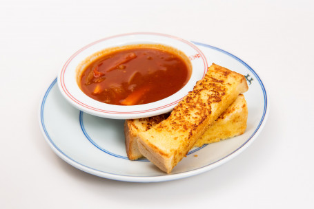 Soup Of The Day With Garlic Bread