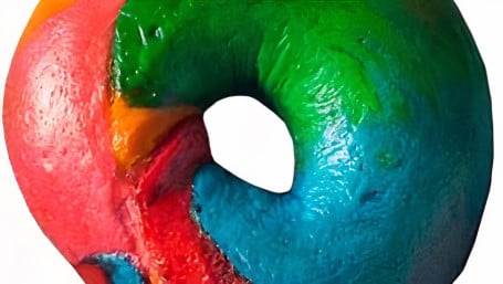 Rainbow Bagel With Butter