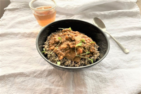 Lamb Massaman Curry With Speckled Lentils Steamed Rice Grains