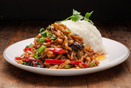 Sauteed Shredded Pork And Spicy Garlic Sauce With Rice And Soft Drink