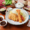 zōng hé hǎi lù lǐ jī biàn dāng Deep-fried pork (Loin) cutlet. Deep-fried prawn.