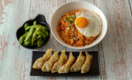Meal G (Kimchi Fried Rice, Chicken Gyoza And Edamame Beans)