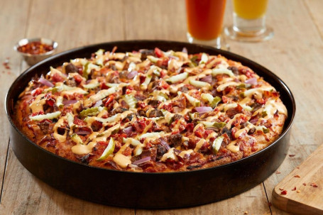 Pizza Con Hamburguesa Con Queso Para Compartir