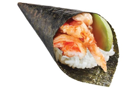 Ruǎn Ké Xiā Niú Yóu Guǒ Shǒu Juǎn Rollo De Mano De Camarones De Concha Blanda Con Aguacate