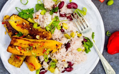 Jerk Plantain With Rice Peas