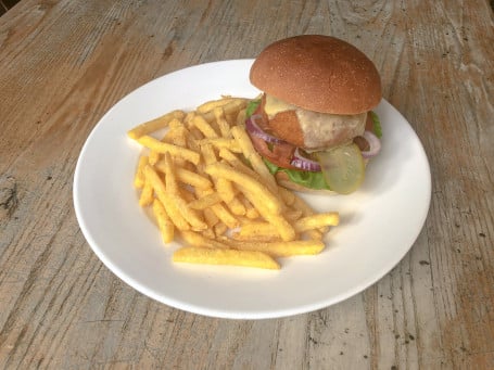 Veggie Cheeseburger, French Fries (V)