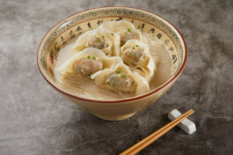 H1 Cài Ròu Yún Tūn Zhū Gǔ Tāng Lā Miàn La Mian In Vegetable Pork Wanton In Signature Pork Bone Soup