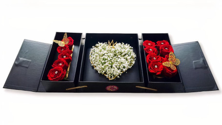 White Heart Floral Box