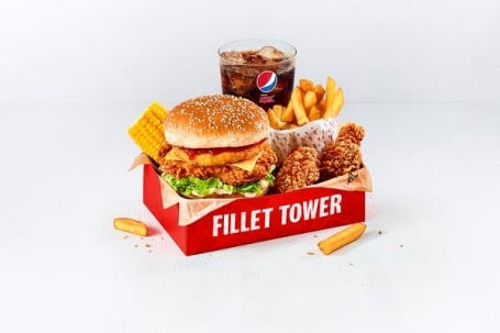 Filete Tower Box Meal Con 2 Hot Wings