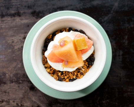 Sugardough’s Nutty, Seedy, Fruity Granola With Greek Yogurt Seasonal Fruit Compote (V)