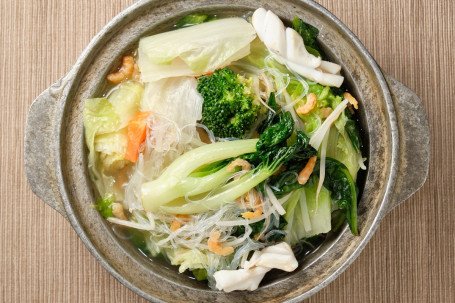 Hǎi Wèi Fěn Sī Zá Cài Bāo Assorted Vegetables And Cellephone Noodles Served In Fermented Tofu Stock