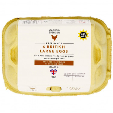 M S Food Free Range Huevos Grandes 6Pk