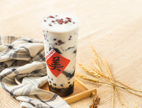 Nèn Xiān Cǎo Hóng Dòu Kǎo Nǎi Red Beans Grass Jelly Caramel Fresh Milk