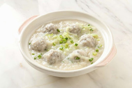 Shēng Cài Líng Yú Qiú Zhōu Porridge With Dace Balls And Lettuce