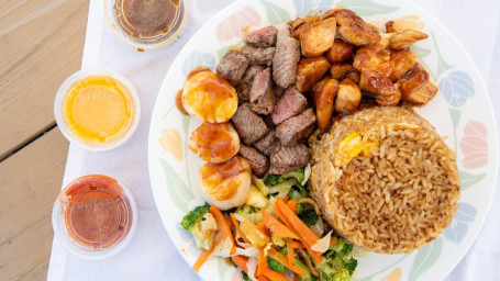 Steak, Chicken And Salmon Hibachi Combo