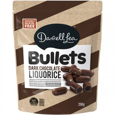 Darrel Lea Bullets Dark Chocolate Liquorice 250G