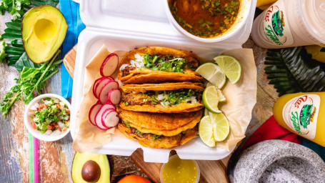3 Beef Birria Tacos With Consomé Broth
