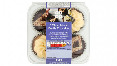 Cooperativa 4 Cupcakes De Vainilla Y Chocolate