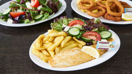 Grilled Fillet Of Fish, Chips Salad