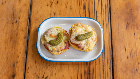 Pastrami, Mustard And Melted Swiss Cheese Bagel