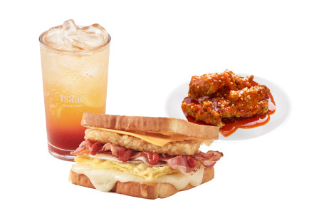 Bacon Potato Pizza Toast Set Yān Ròu Shǔ Bǐng Chāo Jí Tǔ Sī Cān