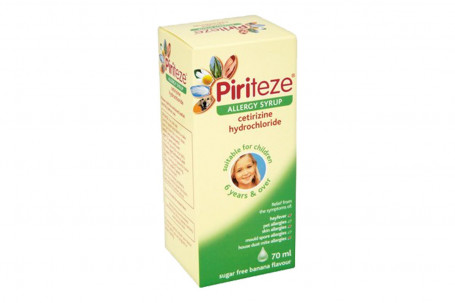 3017993 Piriteze Allergy Syrup Sugar Free Banana Flavour 70 Ml