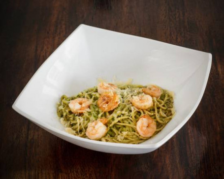 Pasta Pesto Cremoso Con Camarones