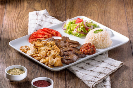 Combo 8 Mixed Meal With Chips, Salad, Rice, Bread And Drink