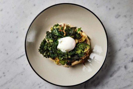 Kale And Cauliflower Salad, Miso, Almond Hummus, Avocado, Puffed Rice