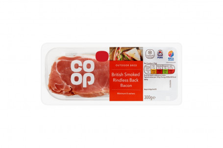 Co Op Smoked Rindless Back Bacon F 300G