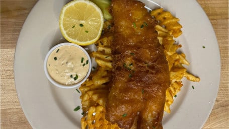 Beer Battered Fish And Chips Plate