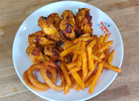 Grilled Chicken Wings (6-8 Wings Chips And 3 Onion Rings)