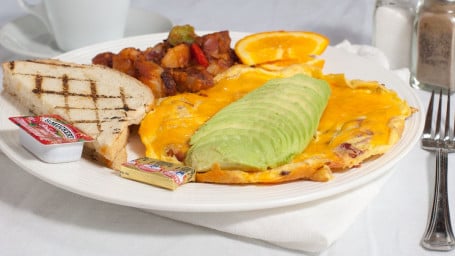 Avocado, Bacon And Cheddar Cheese Omelette