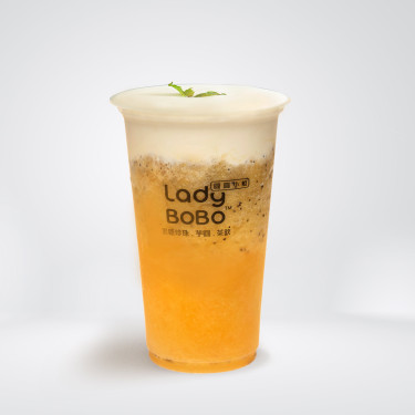 Zhī Shì Bǎi Xiāng Fèng Lí Guǒ Chá Zhōng Passion Fruit And Pineapple Fruit Tea With Cheese Milk Foam M